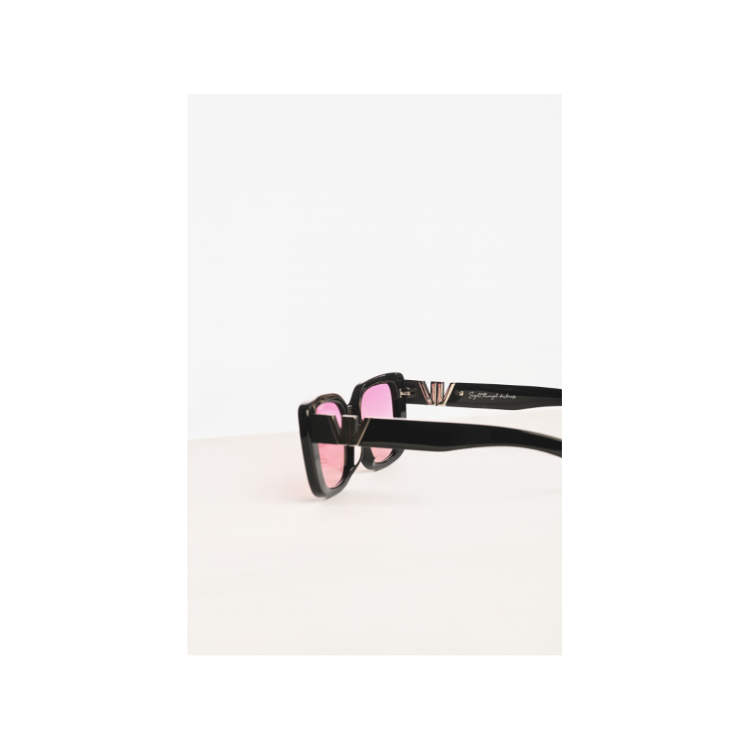 Oval Square Black Frame | Pink Gradient Lenses