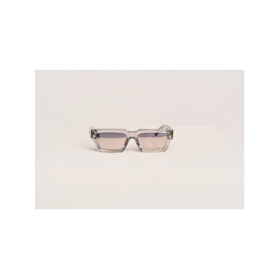 Square Transparent Grey Bevel Frame | Grey-White Gold Lenses