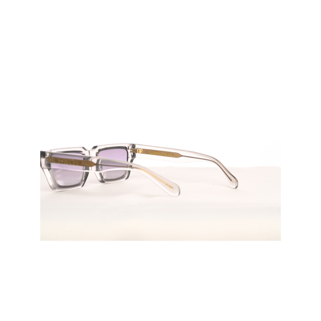 Square Transparent Grey Bevel Frame | Grey-White Gold Lenses