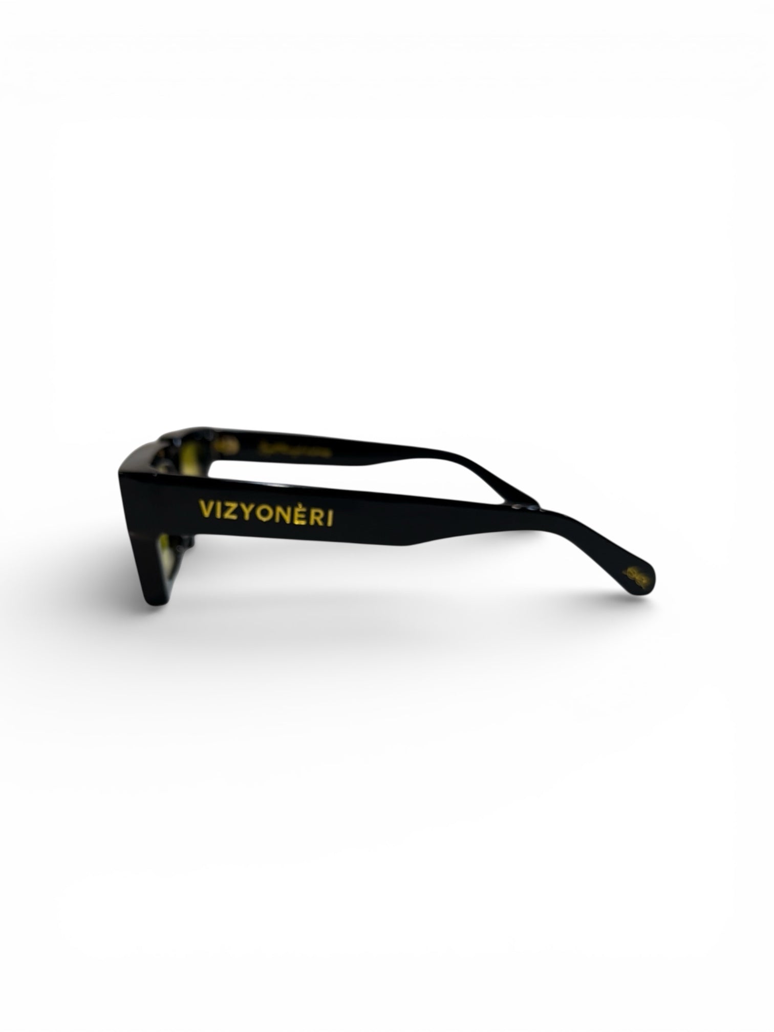 Square Black Bevel Frame | Yellow Lenses