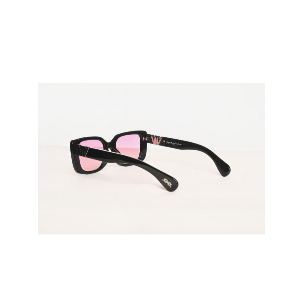 Oval Square Black Frame | Pink Gradient Lenses