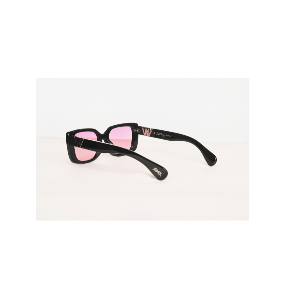 Oval Square Black Frame | Pink Gradient Lenses