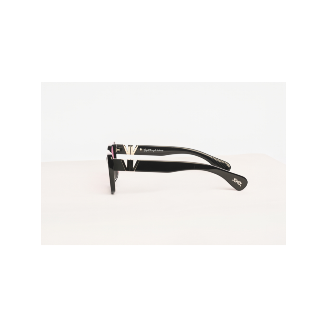 Oval Square Black Frame | Pink Gradient Lenses