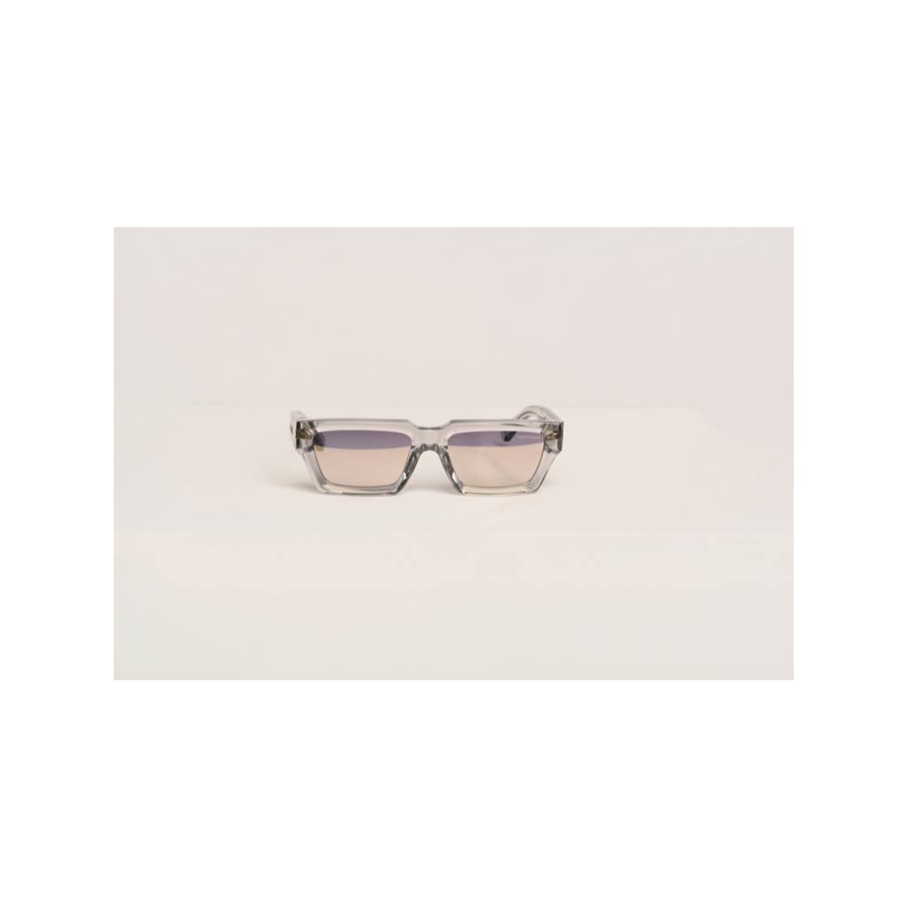 Square Transparent Grey Bevel Frame | Grey-White Gold Lenses