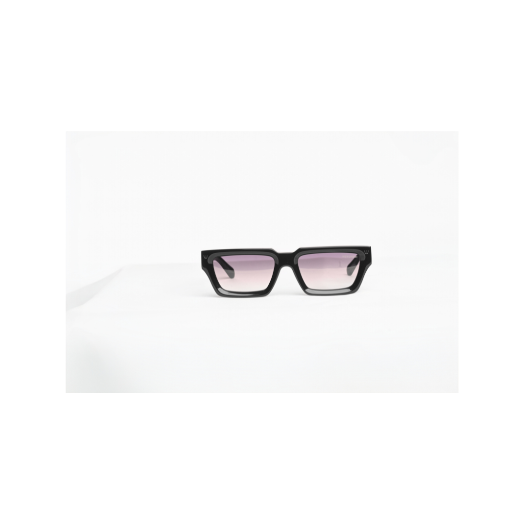 Square Black Bevel Frame | Gradient Grey Lenses