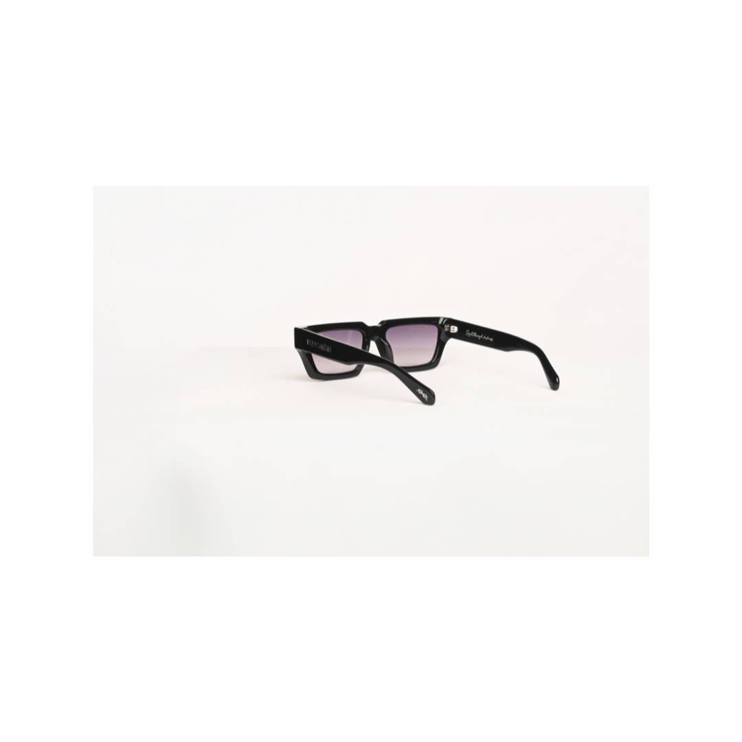 Square Black Bevel Frame | Gradient Grey Lenses